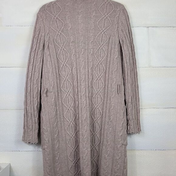 Wool + Cashmere Chic Cable Knit Open Cardigan. Size XS - Picture 12 of 12